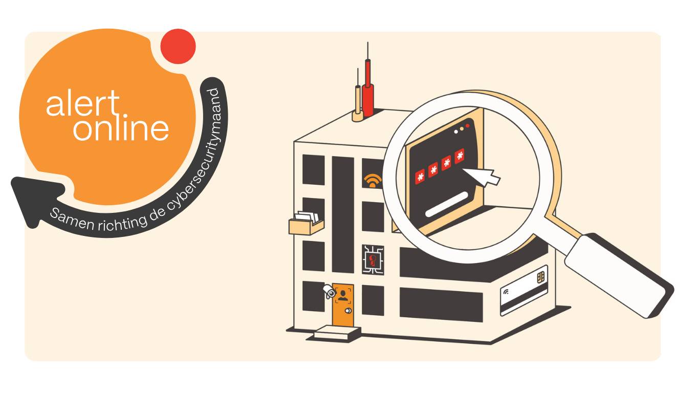 Illustratie van een laptop en het logo van Alert Online